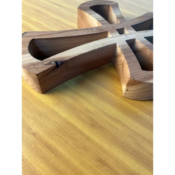 Wooden Cross 3D Carved Christian Inspirational - Picture 4 of 7